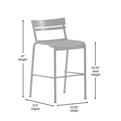 Flash Furniture Nash Commercial Grade Metal Indoor-Outdoor Bar Height ...