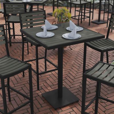 Image showing  Lark Commercial Grade 32 in. Square Outdoor Bar Height Table with Poly Resin Slats