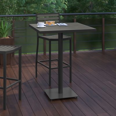 Image showing  Lark Commercial Grade 32 in. Square Outdoor Bar Height Table with Poly Resin Slats