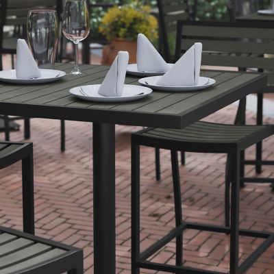 Image showing  Lark Commercial Grade 32 in. Square Outdoor Bar Height Table with Poly Resin Slats