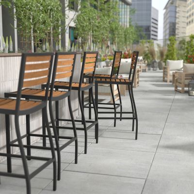 Image showing  Commercial Grade Outdoor All-Weather Bar Stool with Poly Resin Slats