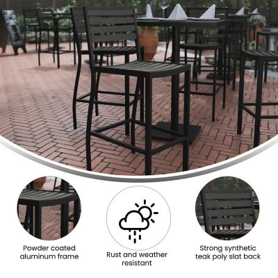Image showing 2 th Flash Furniture Commercial Grade Outdoor All-Weather Bar Stool with Poly Resin Slats