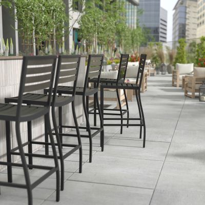 Image showing 4 th Flash Furniture Commercial Grade Outdoor All-Weather Bar Stool with Poly Resin Slats