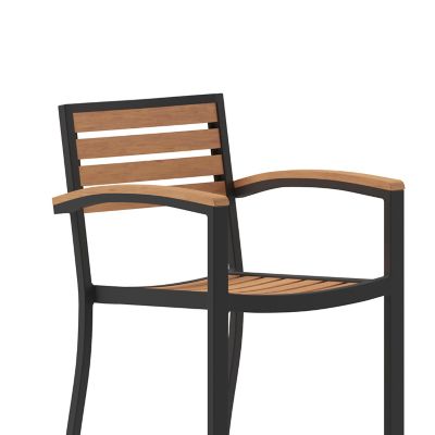 Image showing 7 th Flash Furniture Commercial Grade Outdoor Bar Stool with Armrests and Poly Resin Slats