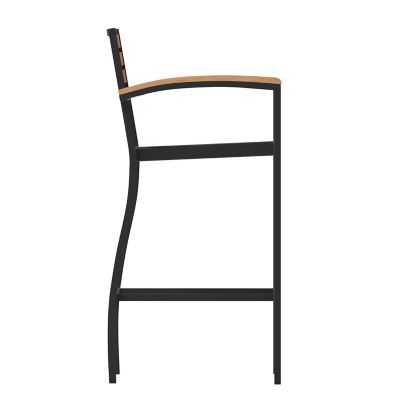 Image showing 8 th Flash Furniture Commercial Grade Outdoor Bar Stool with Armrests and Poly Resin Slats