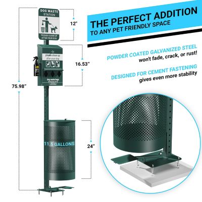 Image showing  Pet Waste Station-Pull Out Bag Dispenser-Sanitizer Bottle-Pedal Trash Can