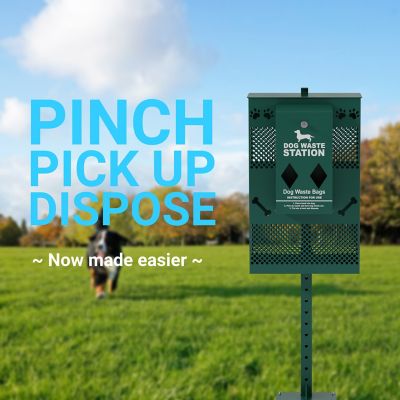 Image showing  Kessler Compact Dog Waste Station with Rectangular Lidded Trash Can and Locking Waste Bag Dispenser