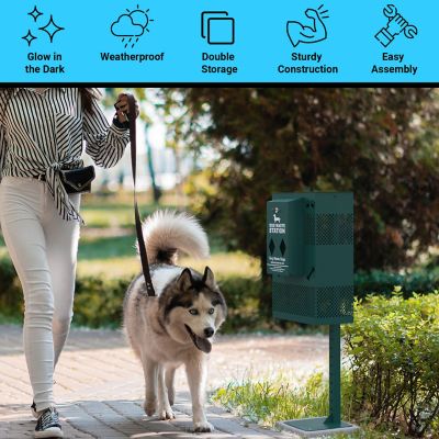 Image showing  Kessler Compact Dog Waste Station with Rectangular Lidded Trash Can and Locking Waste Bag Dispenser