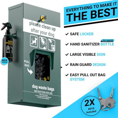Image showing  Mountable Locking Pull Out Pet Waste Bag Dispenser with Hand Sanitizer Bottle