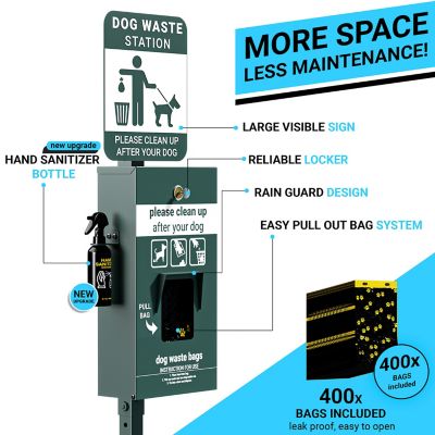 Image showing  Pet Waste Station-Header Dispenser-Hand Sanitizer Bottle-Pedal Trash Can