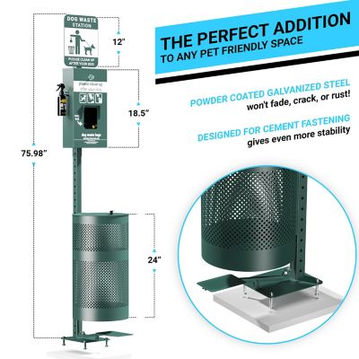Image showing 5 th Flash Furniture Pet Waste Station-Header Dispenser-Hand Sanitizer Bottle-Pedal Trash Can