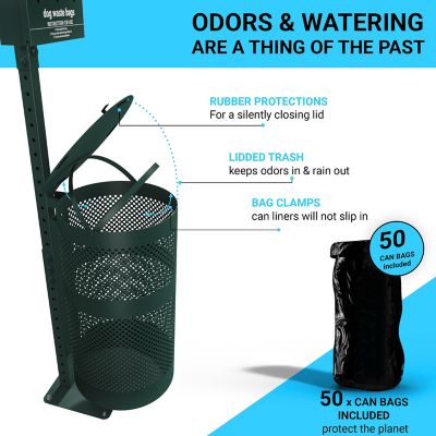 Image showing  Pet Waste Station-Roll Bag Dispenser-Sanitizer Bottle-Trash Can with Lid