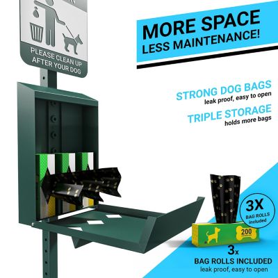Image showing  Pet Waste Station-Roll Bag Dispenser-Sanitizer Bottle-Trash Can with Lid