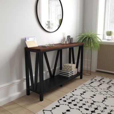 Flash Furniture Charlotte Modern 2-Tier Farmhouse Entryway Living Room Console Accent Table