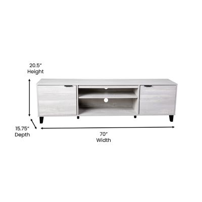 Image showing  Nelson 70 in. Mid Century Modern TV Stand for up to 60 in. TVs, Adjustable Shelves & Dual Storage Compartments