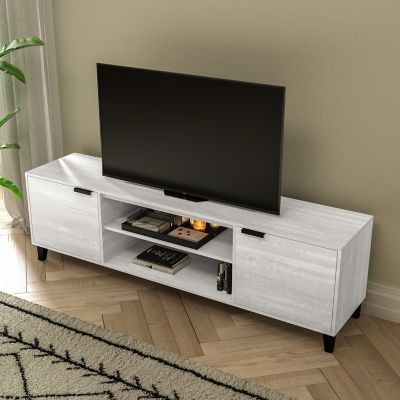 Image showing  Nelson 70 in. Mid Century Modern TV Stand for up to 60 in. TVs, Adjustable Shelves & Dual Storage Compartments
