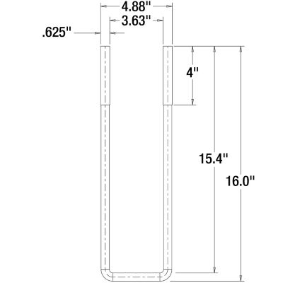Image showing  16 in. Square Bend 5/8 in. U-Bolt Kit-4 Sets