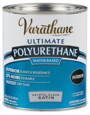 Rust-Oleum 1 qt. Crystal Clear Varathane Water-Based Interior Ultimate Polyurethane, Satin