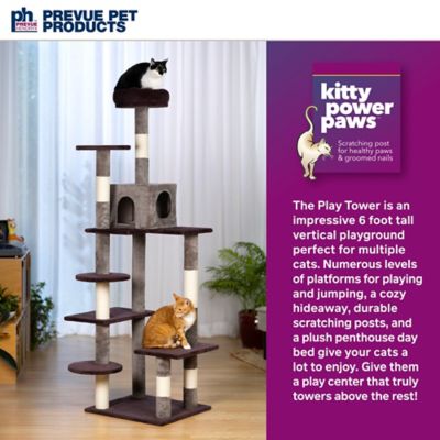 Image showing  71-3/4 in. Cat Play Tower with Beds and Scratching Posts, Purple