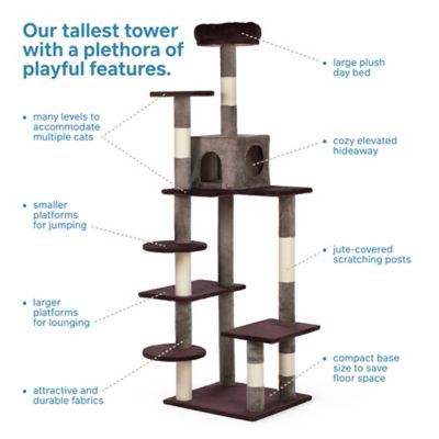 Image showing  71-3/4 in. Cat Play Tower with Beds and Scratching Posts, Purple
