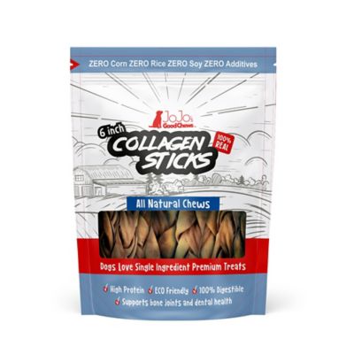 JoJo Modern Pets Thick Braided Collagen Stick Dog Treats, 6 in., 4-pack