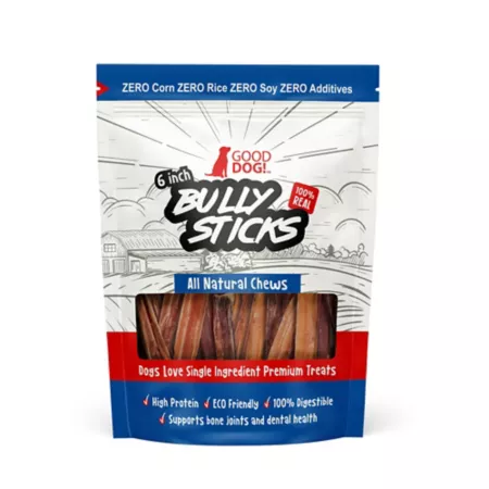 JoJo Modern Pets Thick Natural Beef Bully Stick Dog Treats 6" Pack of 3 Bully Sticks