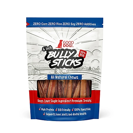 JMP Thick Natural Beef Bully Stick Dog Treats, 6 in., 3-Pack