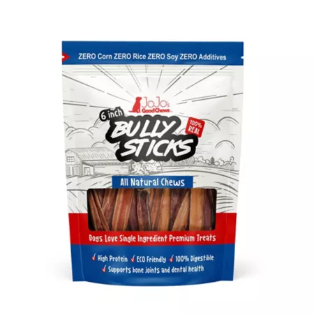 JoJo Modern Pets 6" Natural Beef Bully Stick Dog Treats 4 ct Bully Sticks