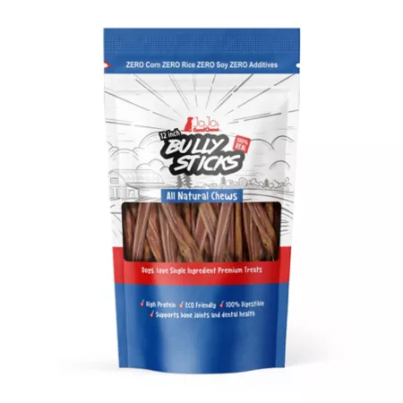 JoJo Modern Pets Thin Beef Bully Stick Dog Treats 12" 5 Pack Bully Sticks