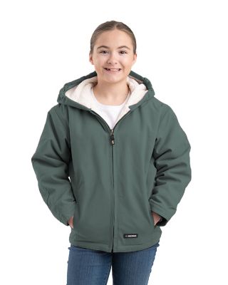 Berne Kid's Sherpa-Lined Softstone Duck Hooded Jacket