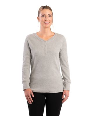 Berne Women's Heavyweight Rib-Knit Long-Sleeve Henley Shirt