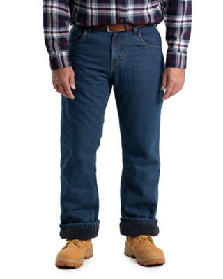 Berne Men's Relaxed Fit Flannel-Lined Denim Dungarees at Tractor