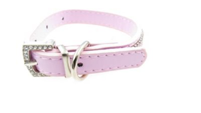 Image showing  Multi-Row Crystal Rhinestone Leather Dog Collar, Pink