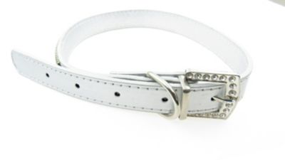 Image showing  Multi-Row Crystal Rhinestone Leather Dog Collar, Silver