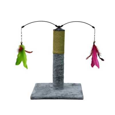 Go Pet Club Everyday Value 19 in. Scratching Post with Interactive Hanging Toy, Gray