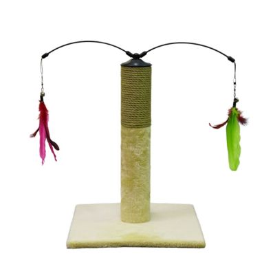 Go Pet Club Everyday Value 19 in. Scratching Post with Interactive Hanging Toy, Beige