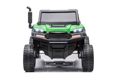 Image showing  24V 6 Wheeler Tractor Trailer 2-Seater Ride-On Toy with Dump Cart, Green