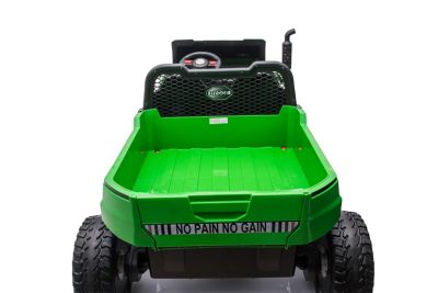 Image showing  24V 6 Wheeler Tractor Trailer 2-Seater Ride-On Toy with Dump Cart, Green