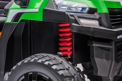 Image showing 6 th Freddo 24V 6 Wheeler Tractor Trailer 2-Seater Ride-On Toy with Dump Cart, Green