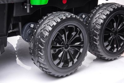 Image showing 7 th Freddo 24V 6 Wheeler Tractor Trailer 2-Seater Ride-On Toy with Dump Cart, Green