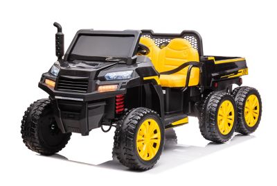 Freddo 24V 6 Wheeler Tractor Trailer 2-Seater Ride-on with Dump Cart, Black