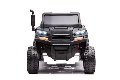 Image showing  24V 6 Wheeler Tractor Trailer 2-Seater Ride-On Toy with Dump Cart, Black