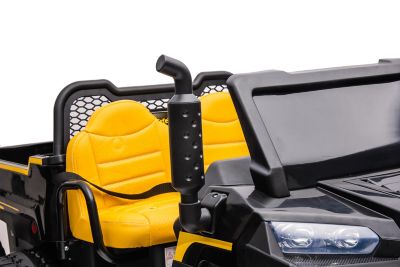 Image showing  24V 6 Wheeler Tractor Trailer 2-Seater Ride-On Toy with Dump Cart, Black