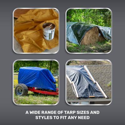 Image showing  10 ft. x 12 ft. Heavy-Duty Tarp with Handles, Black/Silver