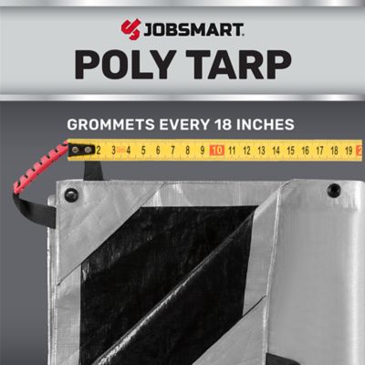 Image showing  10 ft. x 12 ft. Heavy-Duty Tarp with Handles, Black/Silver