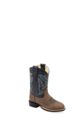 Old West Youth 's Broad Round Toe Boots