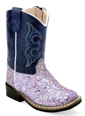 Old West Toddler's All Over Leatherette Material Broad Square Toe Boots