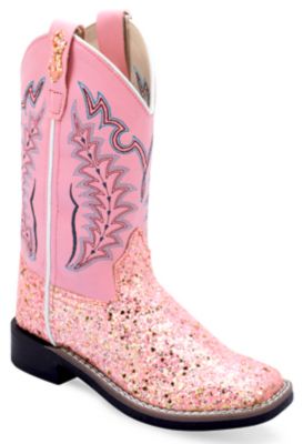 Old West Unisex Kids All-Over Leatherette Material Broad Square Toe Boots, VB9189