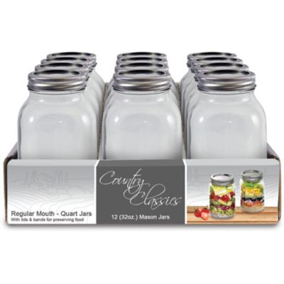 Country Classics 32 oz. Regular Mouth Jars, 12 ct.