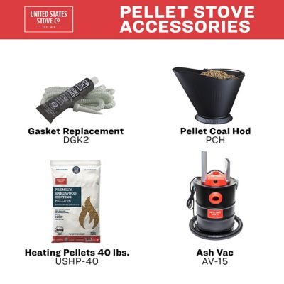 Image showing 9 th US Stove 3000 sq. ft. Wi-Fi King Pellet Stove, 170 lb. Hopper Size